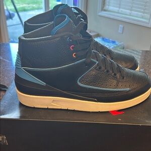 Men's Jordan 2 Radio Raheem Black High-Top Athletic Sneakers with Blue Accents